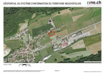 Terrain à Buttes - Exceptionnel : Grand terrain pour villa individuelle - Plan de situation 1:5000 parcelle 2525 actuelle